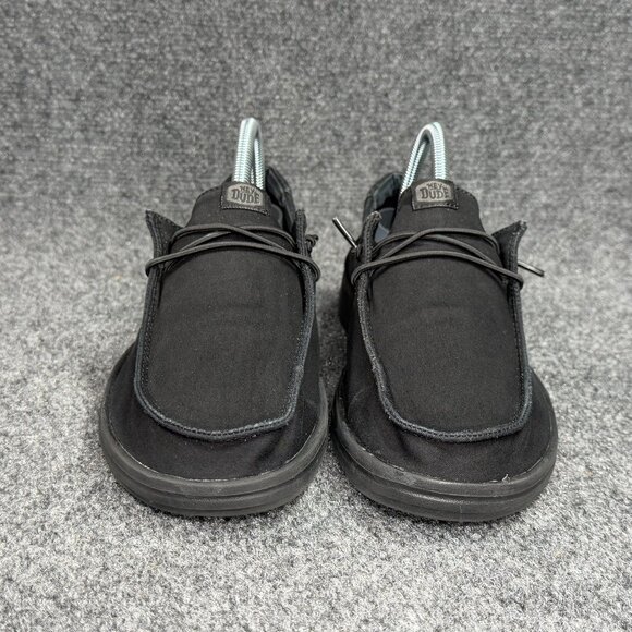Hey Dude Wendy Slip Resistant Work Shoes Women's 9 Black Canvas Slip On Snekers - Picture 2 of 11